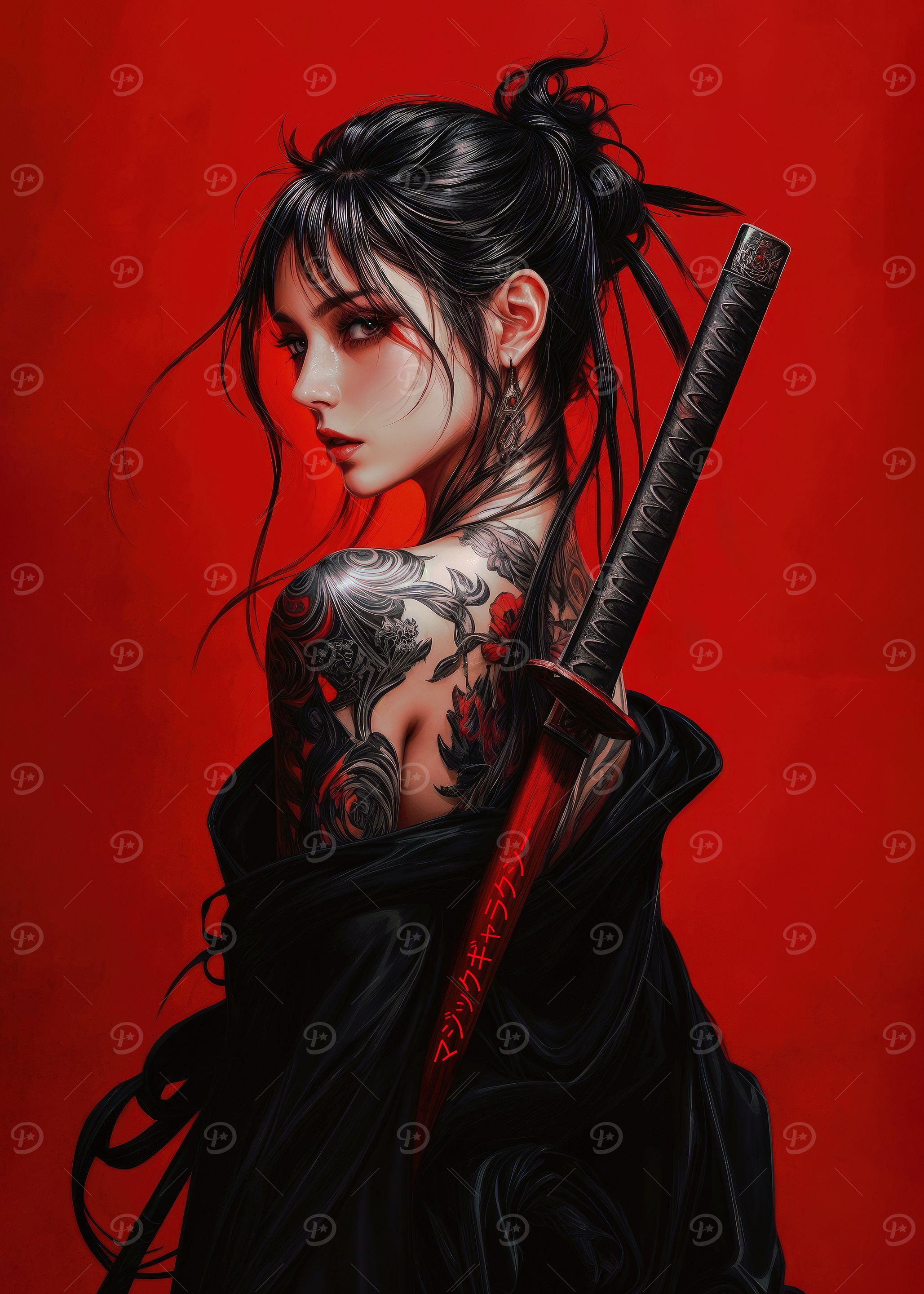 Samurai Woman with Tattoo