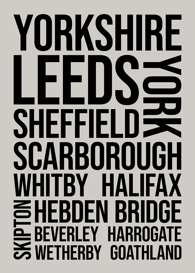 Yorkshire Cities Typography Word Art
