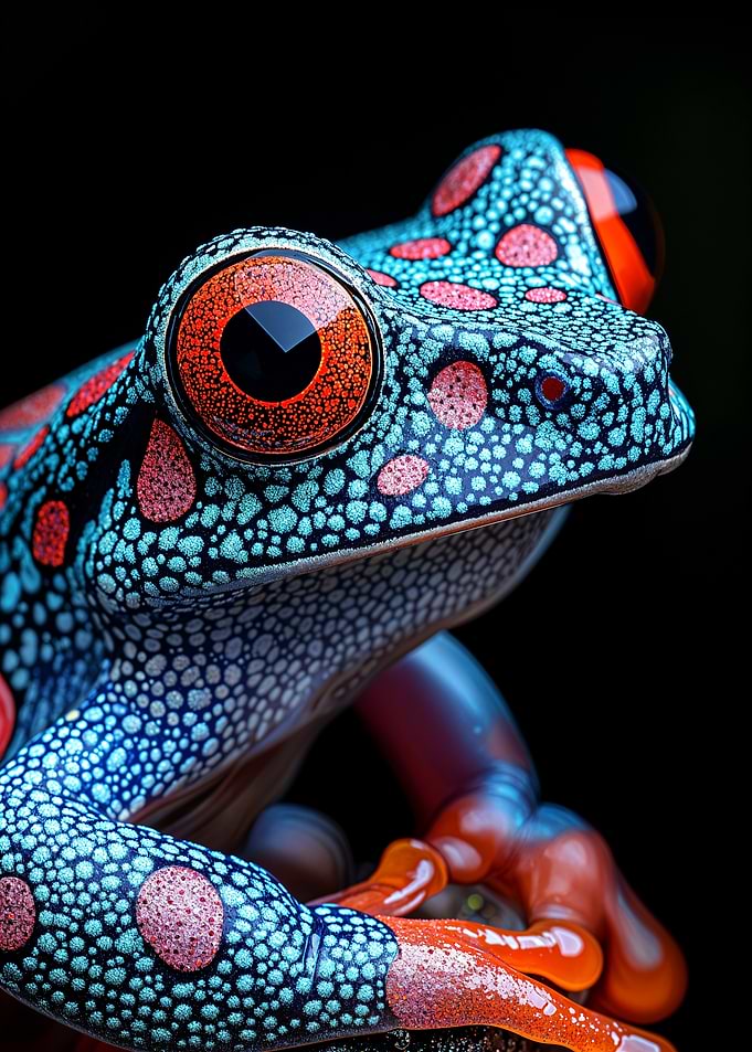 Vibrant Blue & Red Frog