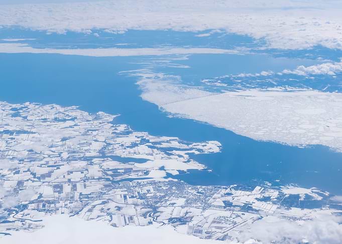 Aerial View of Snowy Landscape