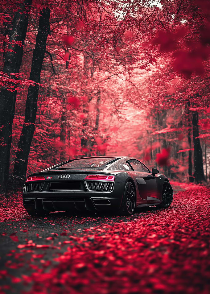 Black Audi in Red Forest