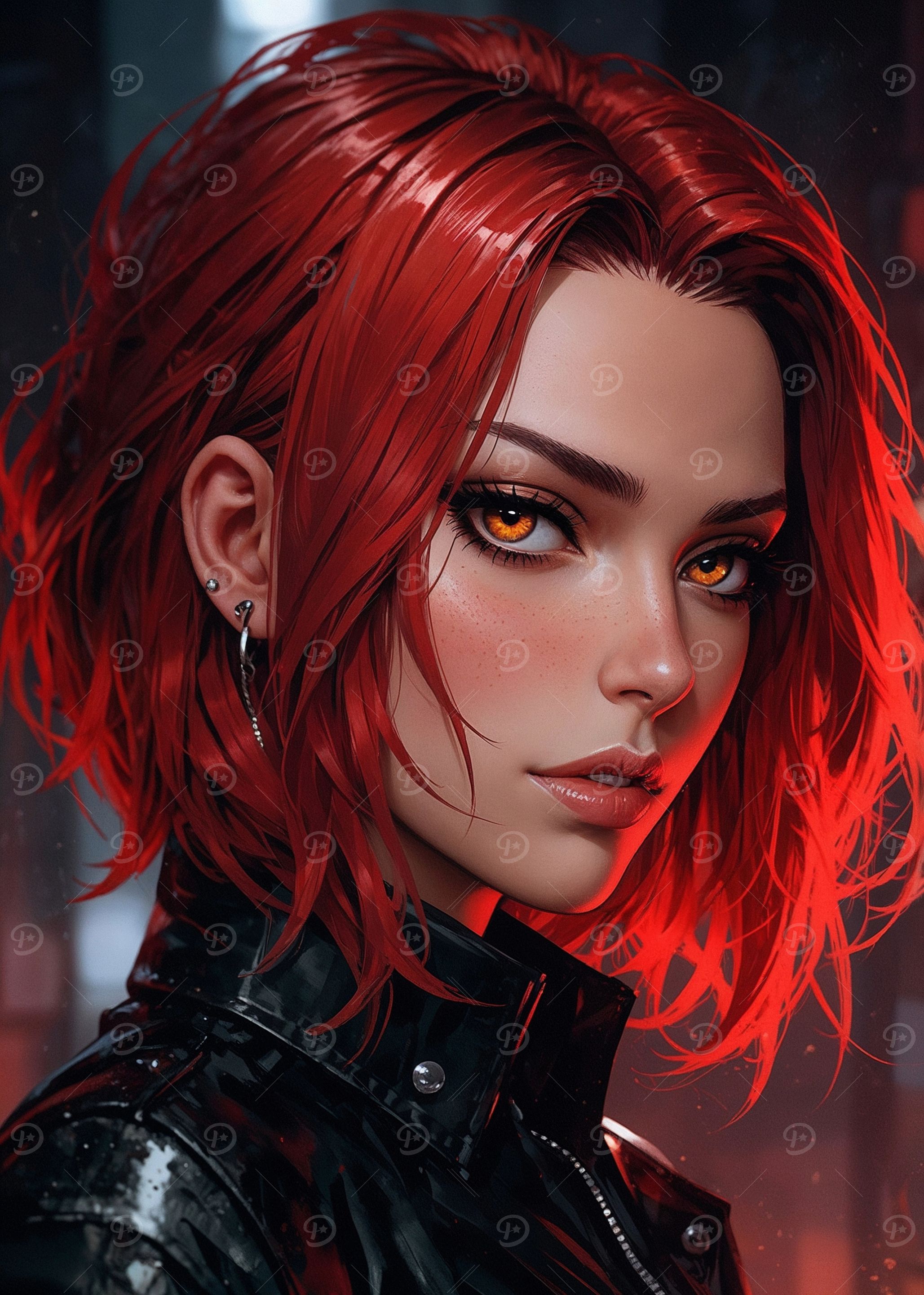 Redhead Woman with Fiery Eyes - ignis