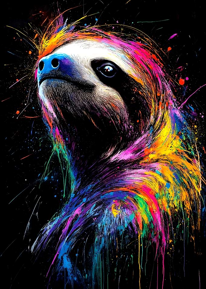 Colorful Sloth Painting