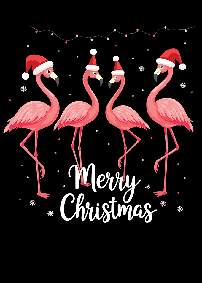 Flamingos Merry Christmas