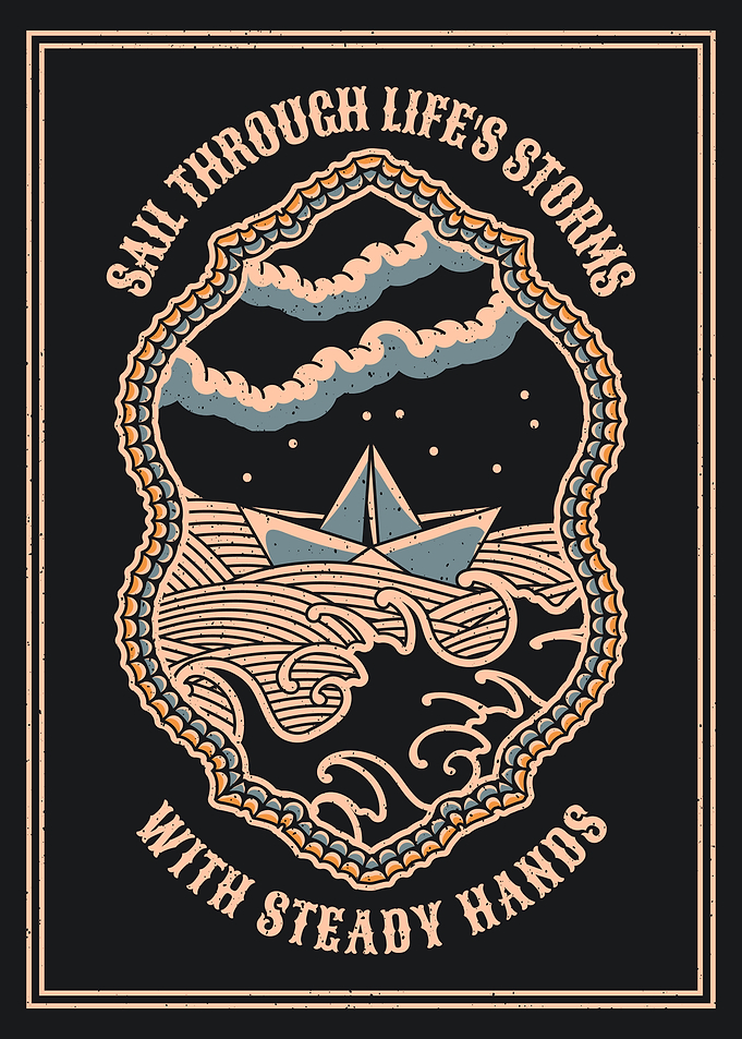Paper Boat & Stormy Seas Vintage Art