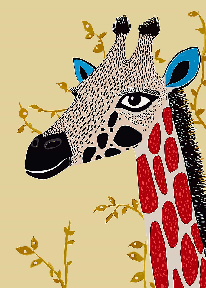 Giraffe Portrait Illustration