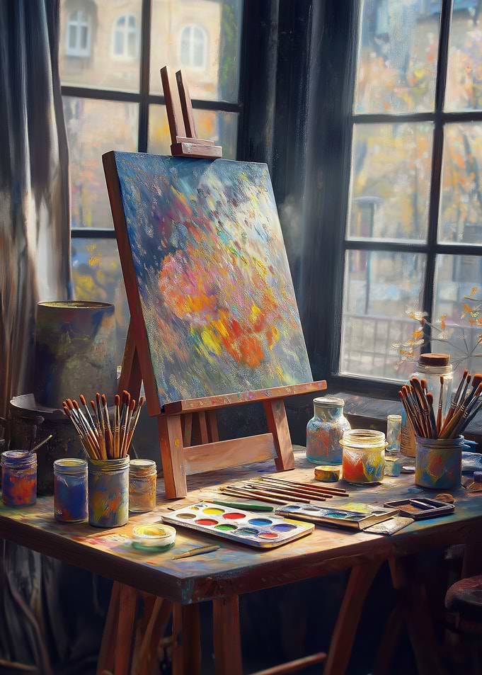 Artist's Painting Studio Setup