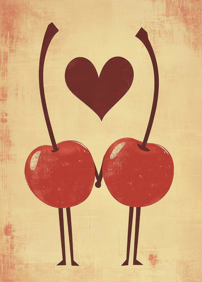 Retro Valentine’s Day wall art | Cherry Love poster