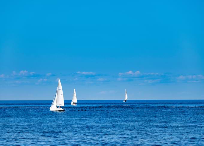 Sailboats on a Blue Sea