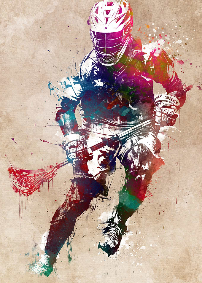 Lacrosse Player Watercolor Art