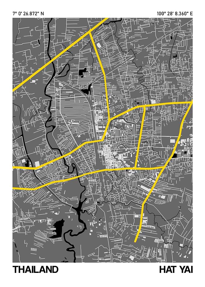 Hat Yai City Street Map