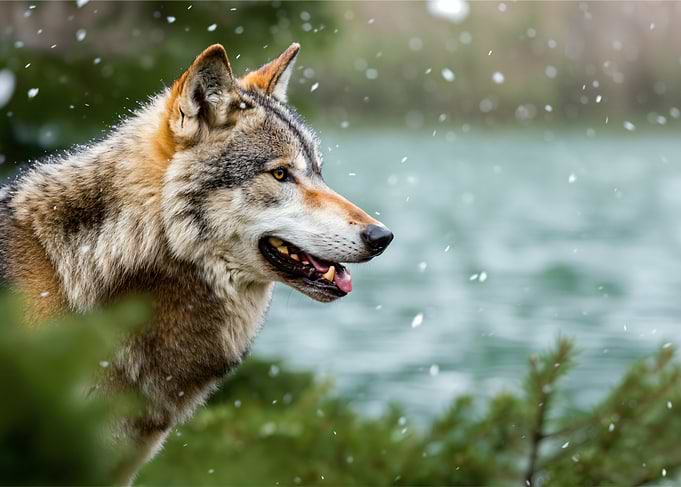 Wolf in Snowy Forest