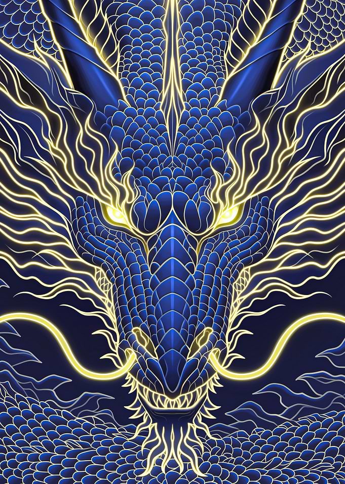 Abstract Blue Sapphire Dragon