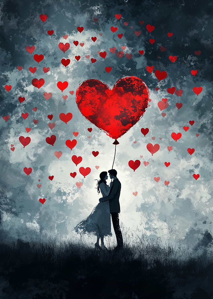 Couple with Heart Balloon