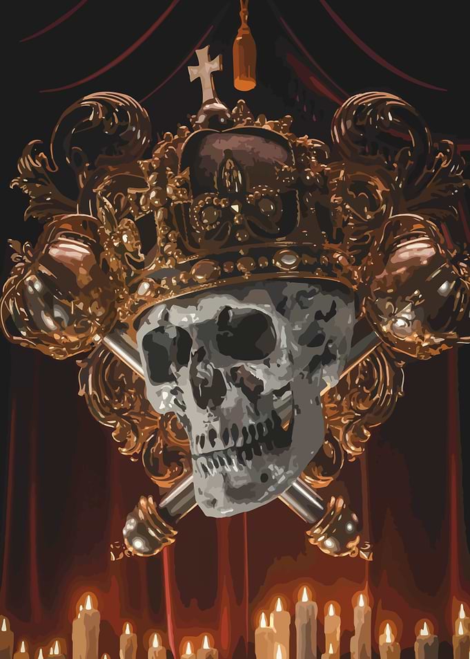 Skull with Crown and Scepters