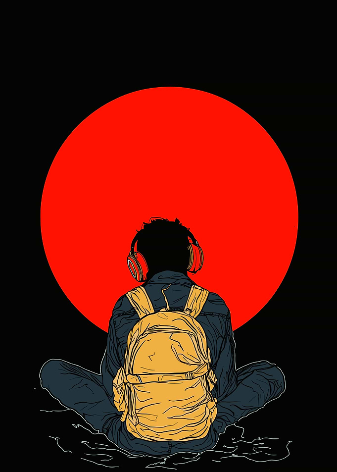 Silhouette with Red Circle