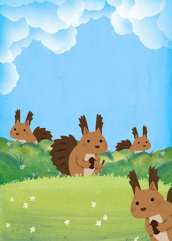 Cute Squirrels in Meadow
