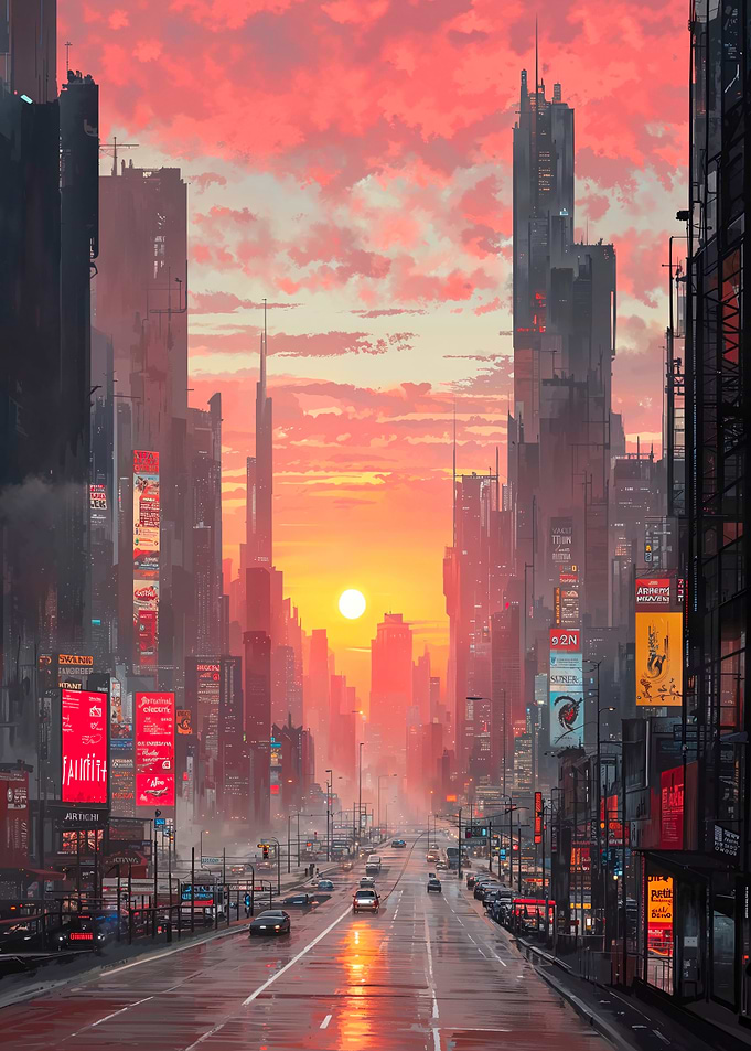 Cyberpunk City Sunset