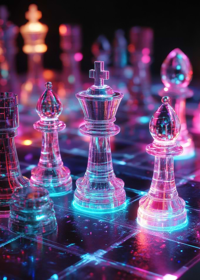 Neon Chess Pieces