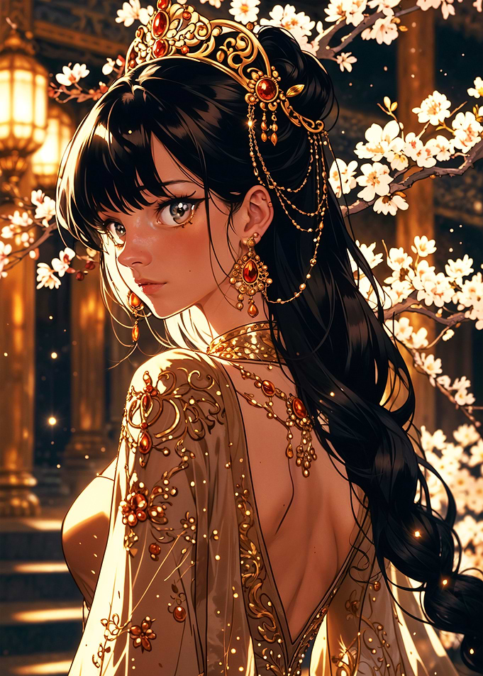 Anime Princess in Golden Attire