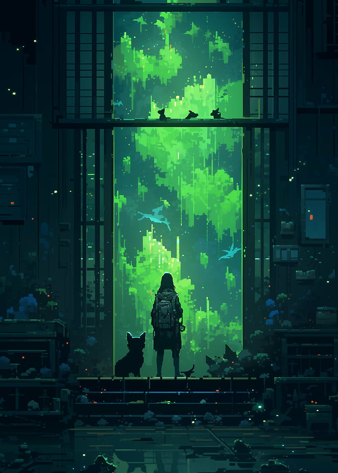 Pixelated Green Portal