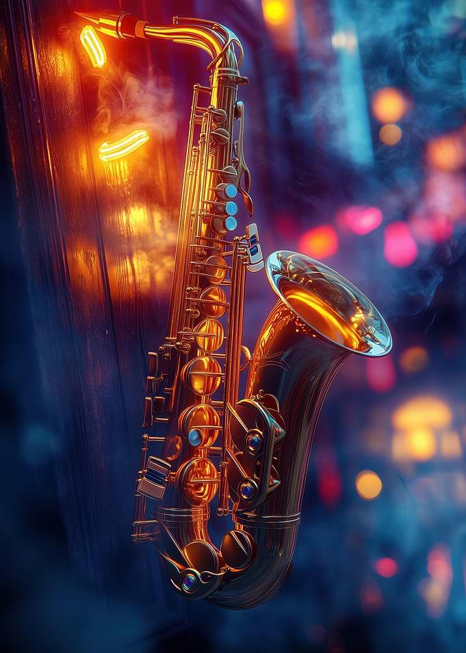 Golden Saxophone in Smoke