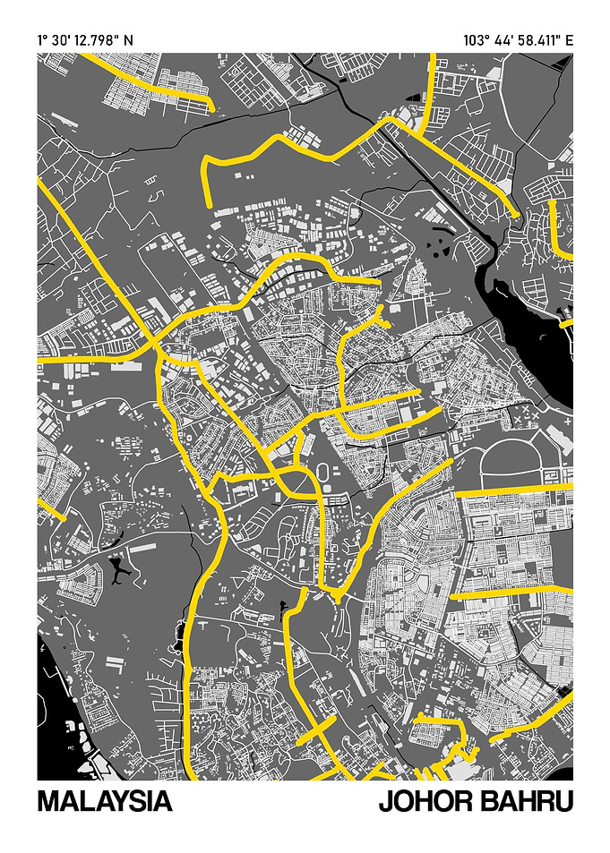 Johor Bahru City Street Map