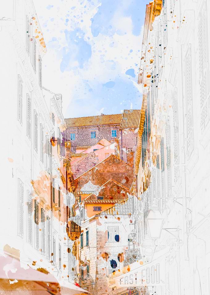 Narrow Street in Old Town Dubrovnik Croatia