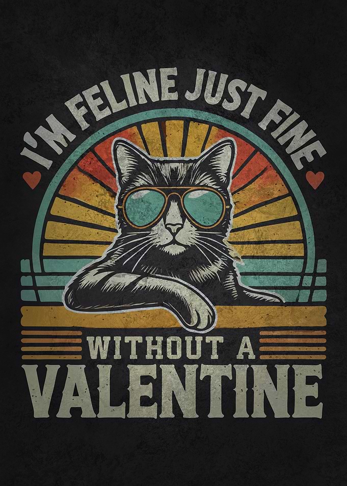 Feline Fine Without a Valentine - Cat