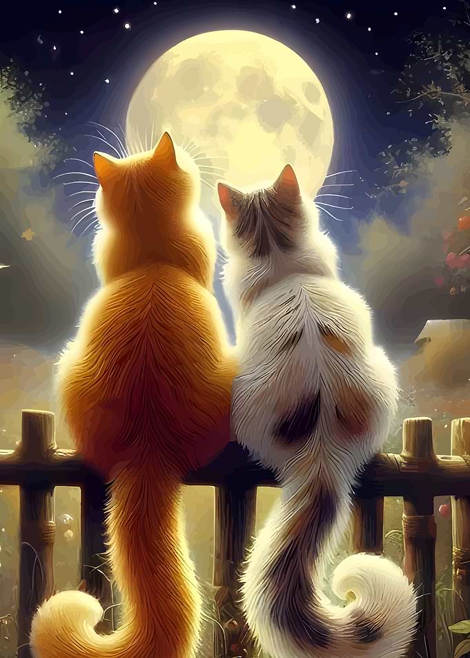Cats Under the Moon