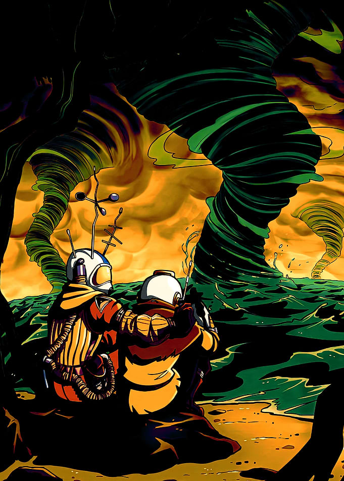 Two Astronauts Facing Twisters