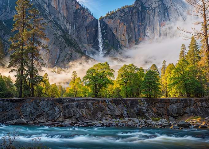 Yosemite Waterfall Landscape