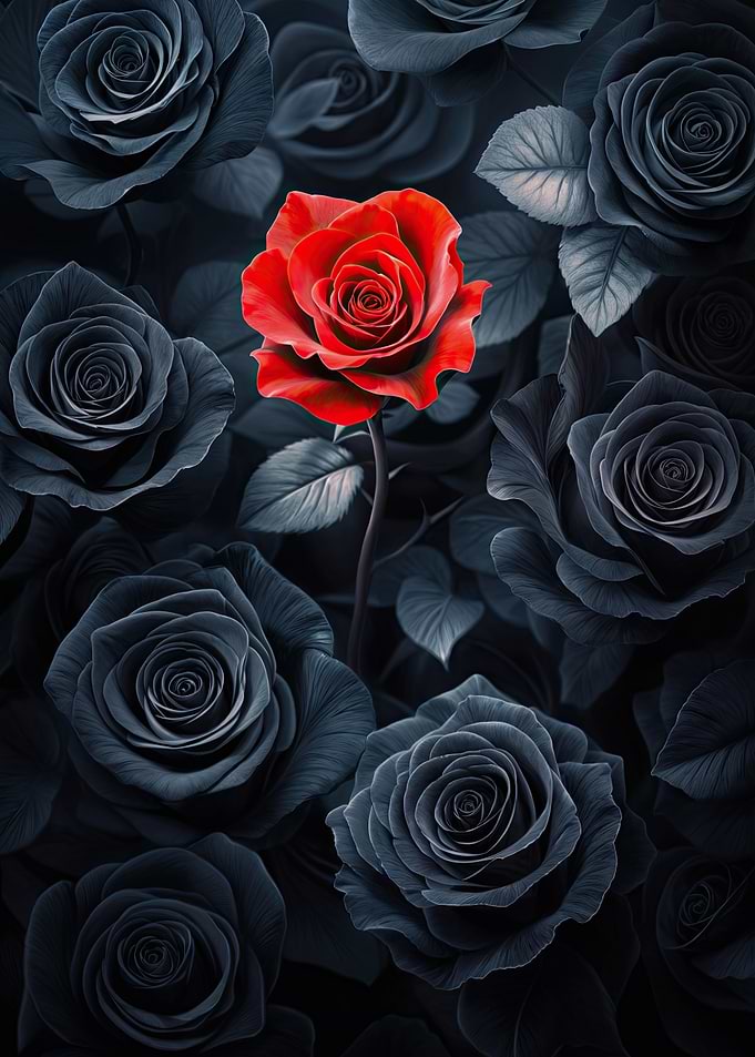 Red Rose Among Black Roses