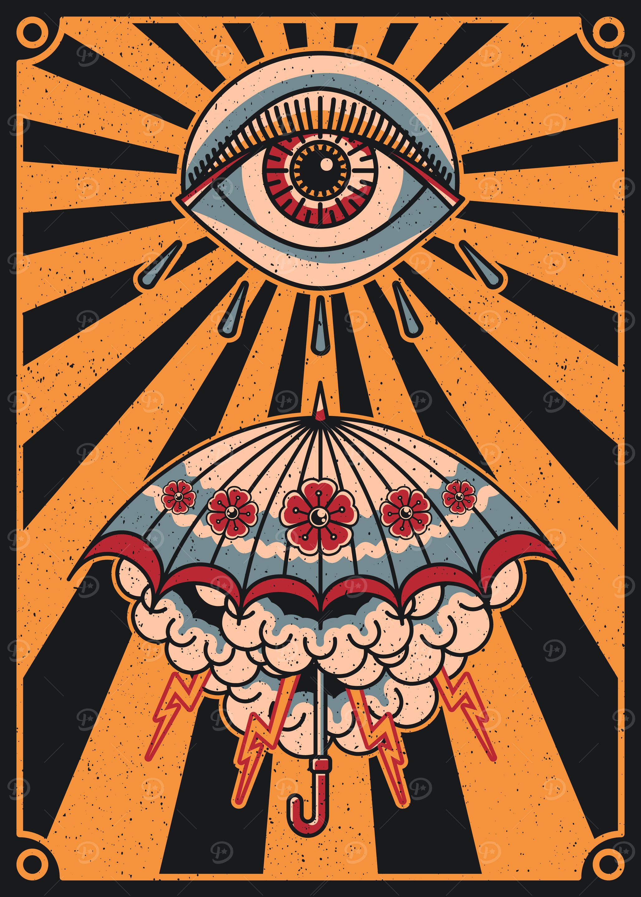Eye & umbrella tattoo