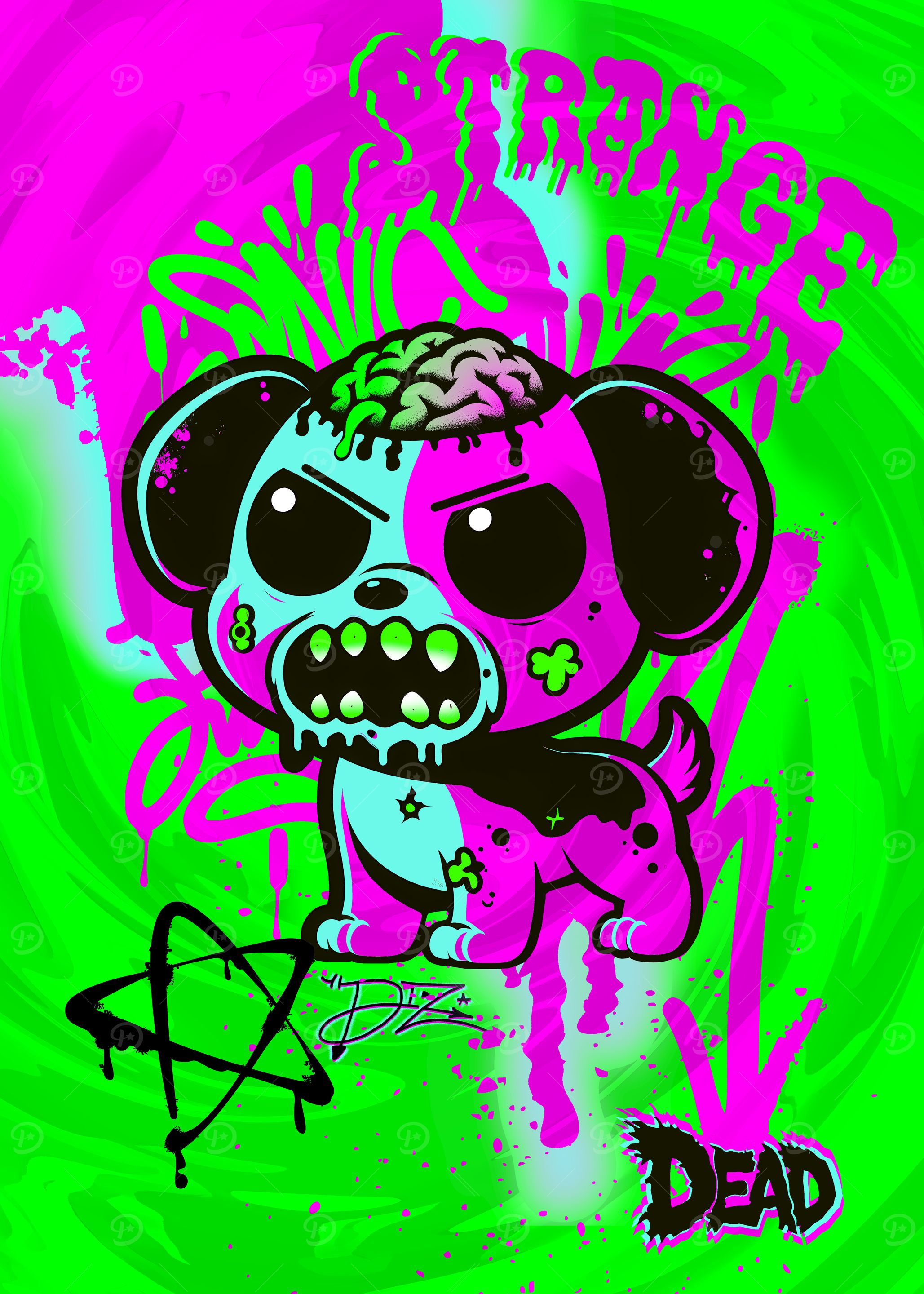 Strange Dead Zombie Dog Graffiti