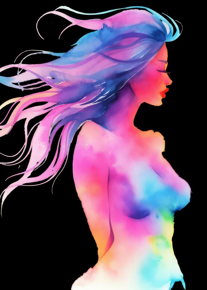 Watercolor Woman Silhouette