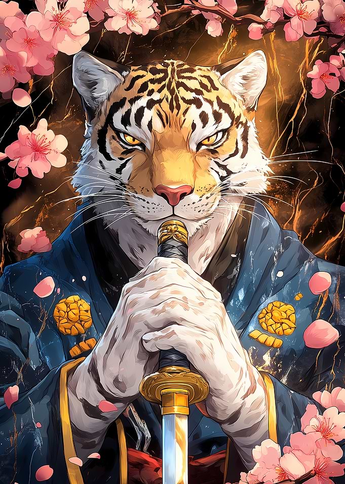 Tiger Samurai with Katana