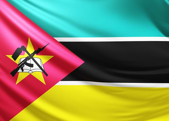 Mozambique Flag, realistic flag of Mozambique
