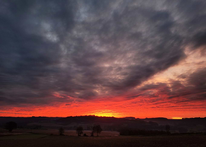 Fiery Sunset Landscape