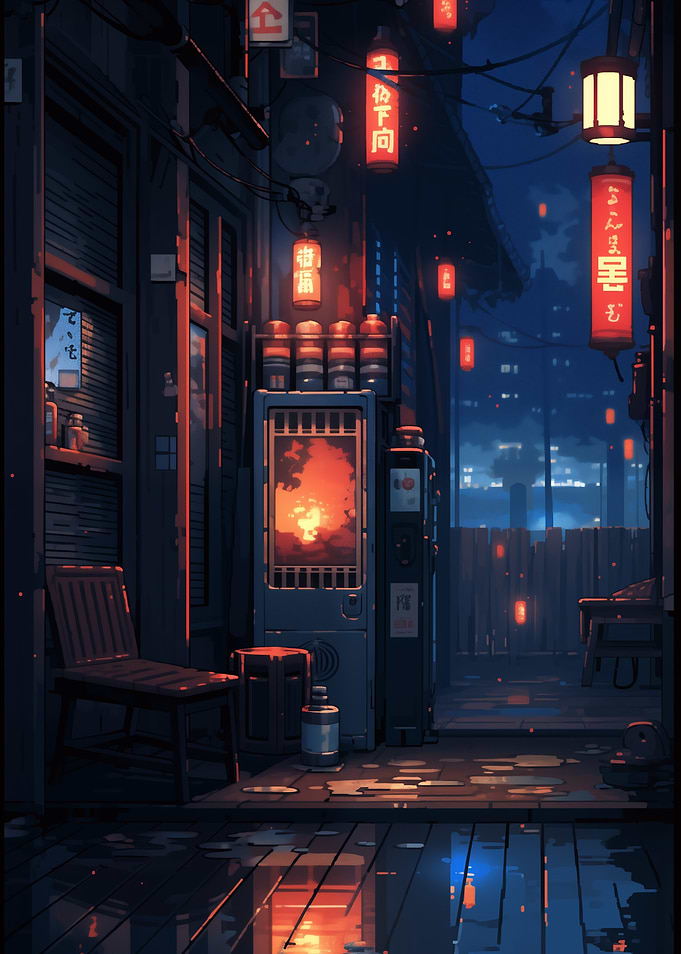 Japanese Alleyway at Night fantasy