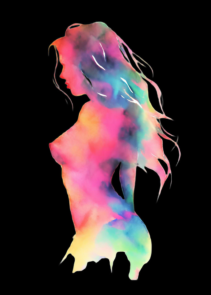Watercolor Woman Silhouette