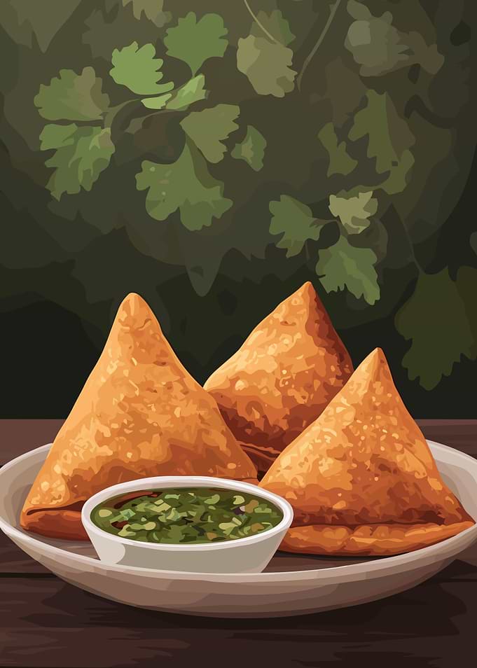 Crispy Samosas with Green Chutney