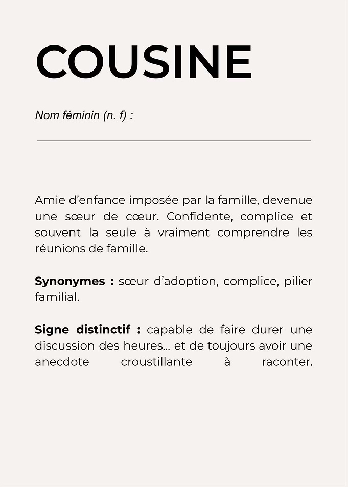 French Word Definition: Cousine