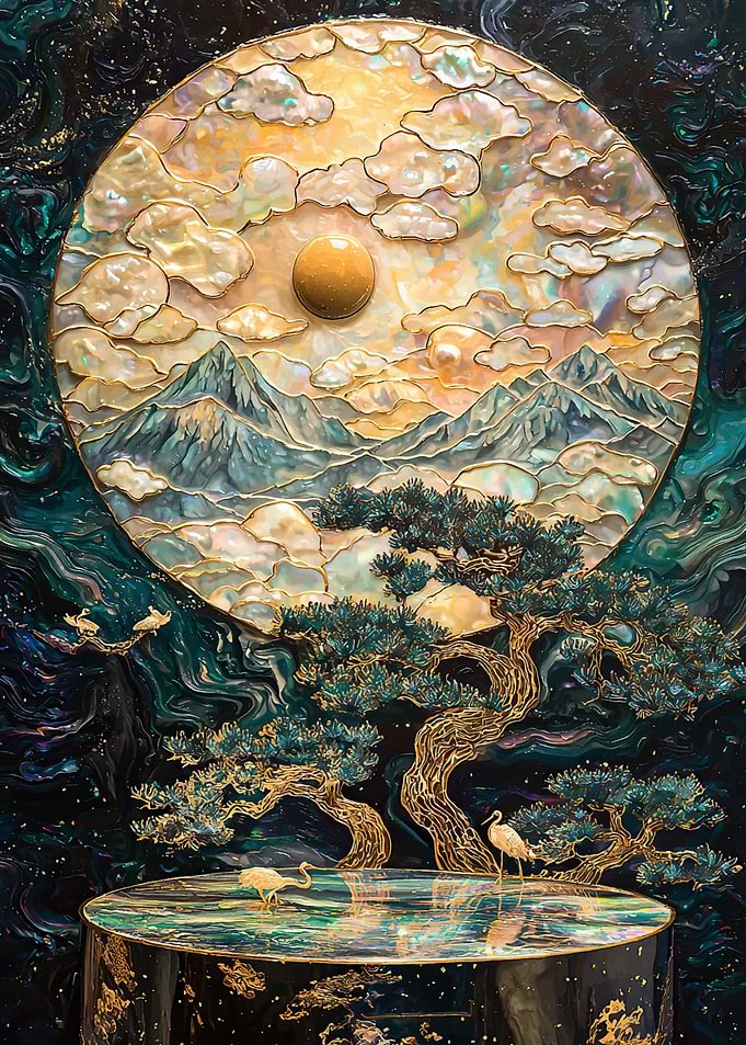 Nacreous Mountain Landscape
