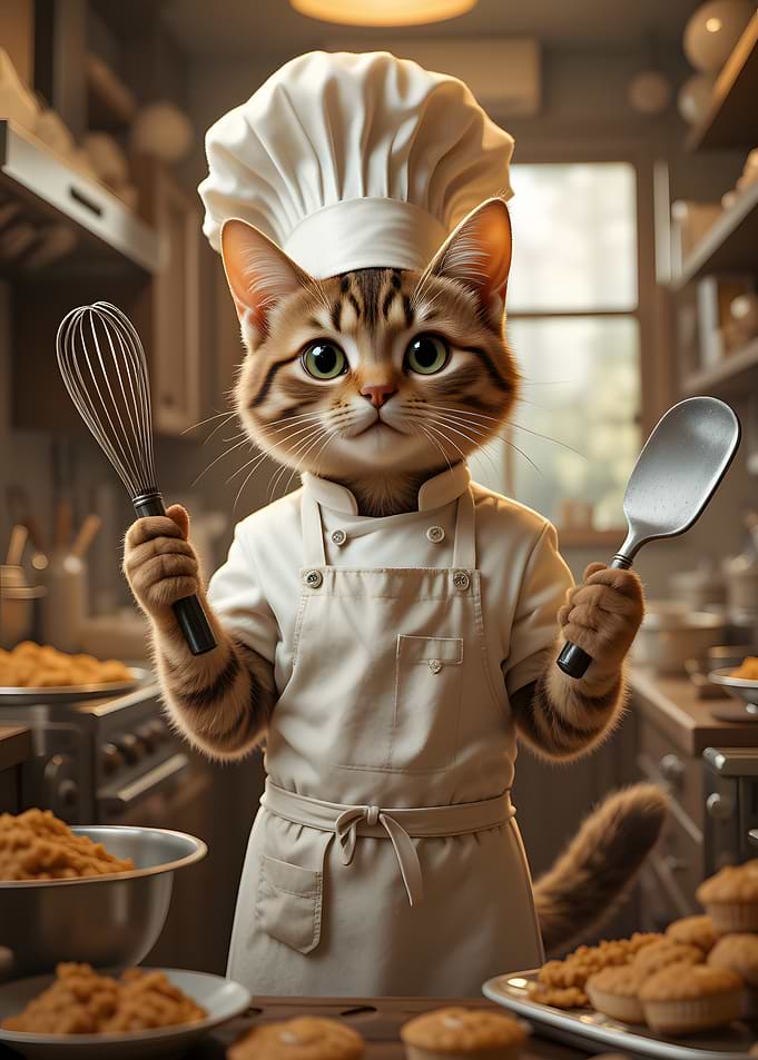 Cat Chef in Kitchen
