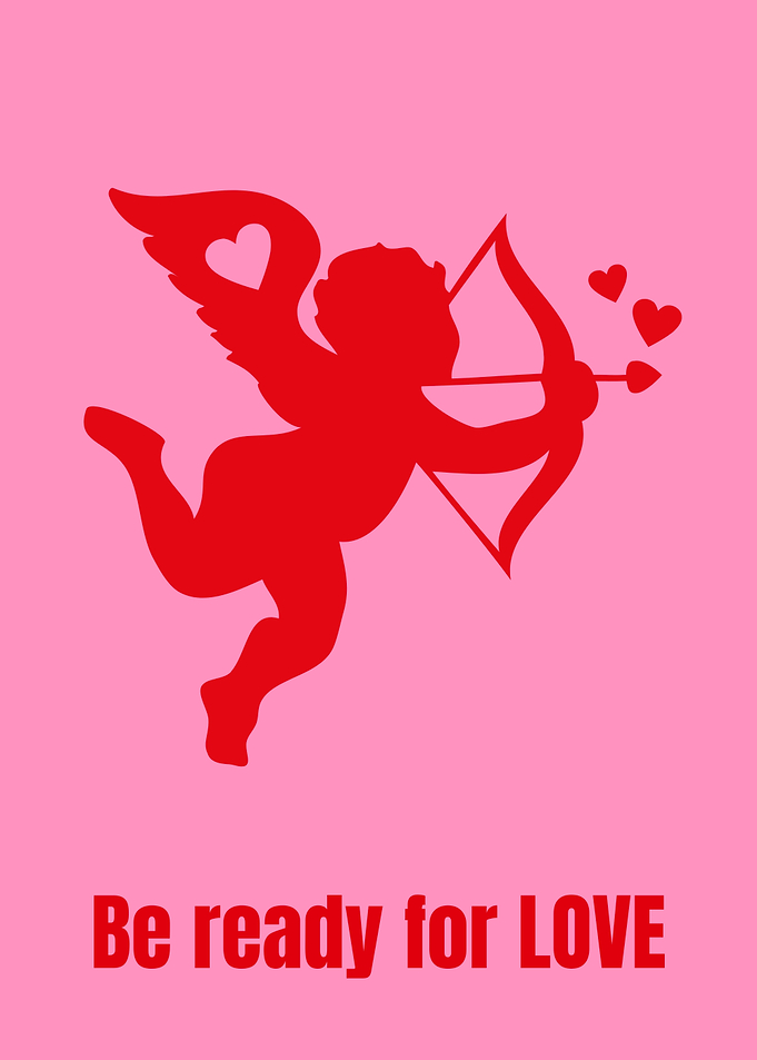 Be Ready for Love - Minimalist Red Cupid Valentine Poster | Cupid Valentine's Day Art