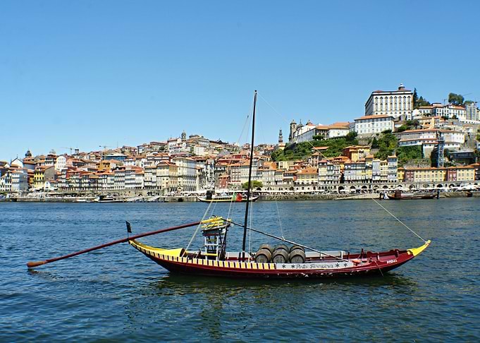 Old town Porto and traditional boat