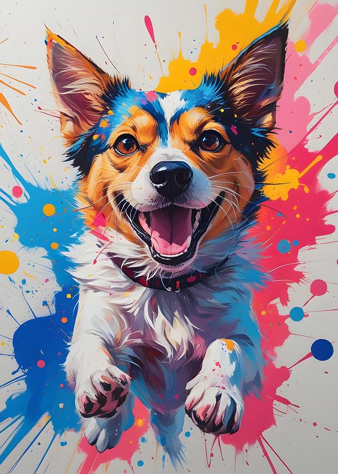 Happy Dog in Color Splashes