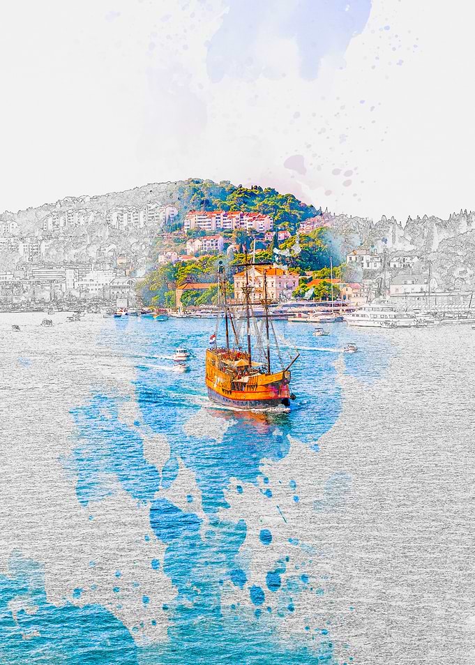 Sailing Ship in Harbor