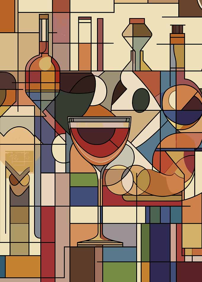 Abstract Wine Glass Art